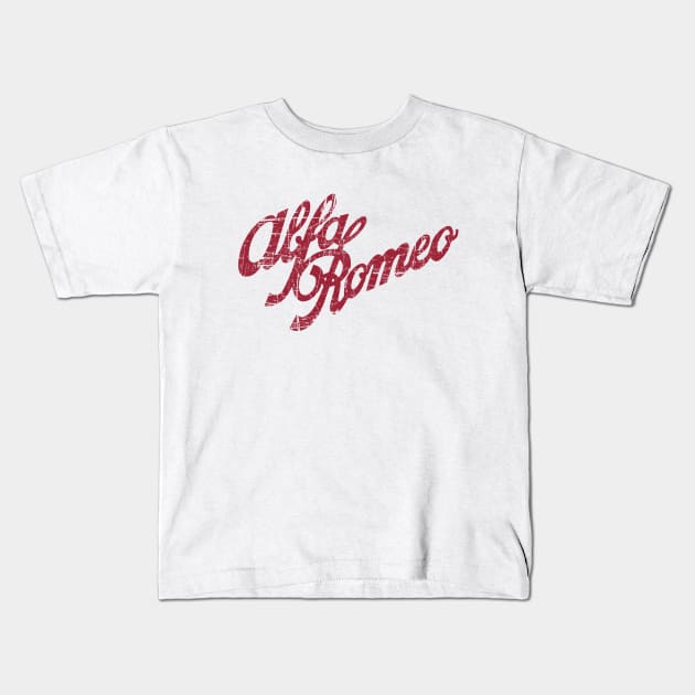 Alfa Romeo Script (visit:  fmDisegno.redbubble.com for full range) Kids T-Shirt by fmDisegno